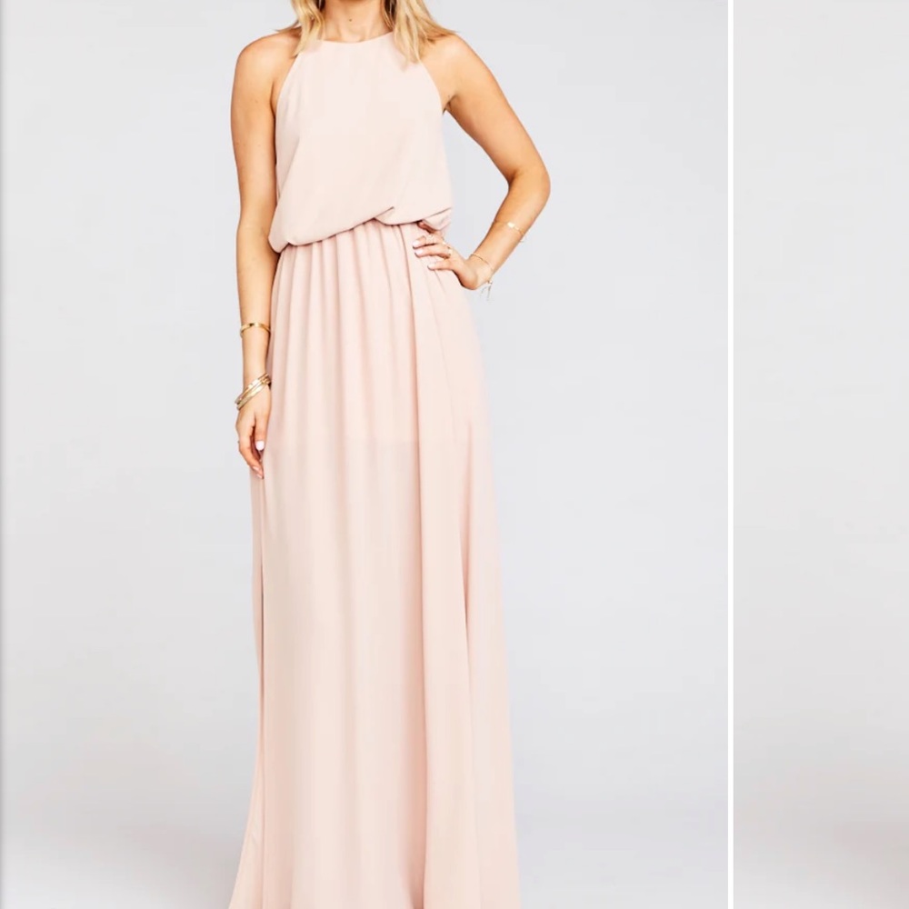 Show Me Your Mumu Heather Halter Dress Dusty Blush Crisp XSmall